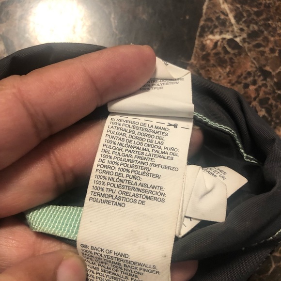 North Face Dark Gray Teal Blue Junior Mitten Winter Gloves Size Large - Picture 7 of 9